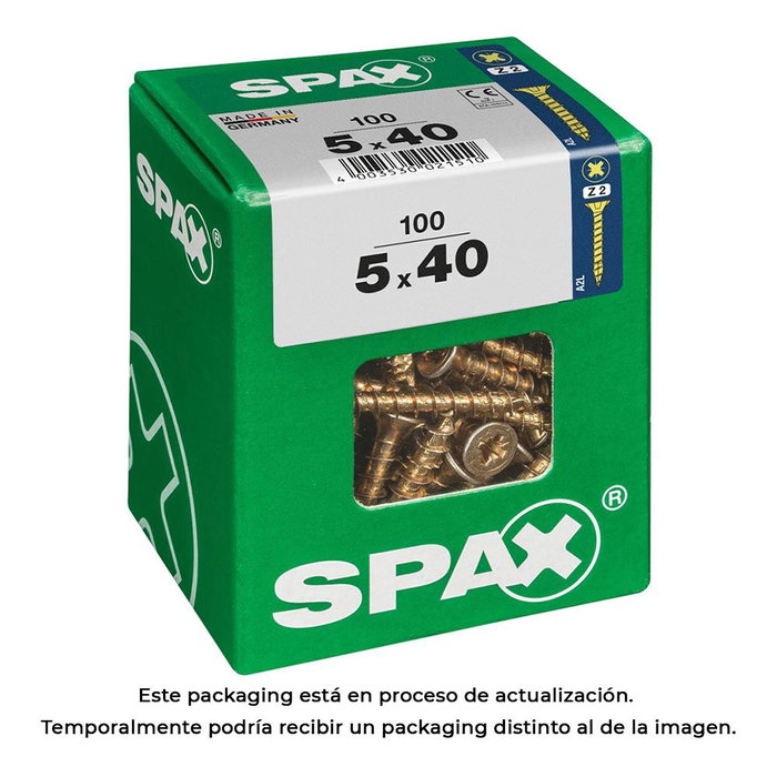 Spax 4081020500407 Boîte de 100 vis à bois tête plate Yellox 5,0x40mm Spax 4081020500407 Boîte de 100 vis à bois tête plate Yellox 5,0x40mm