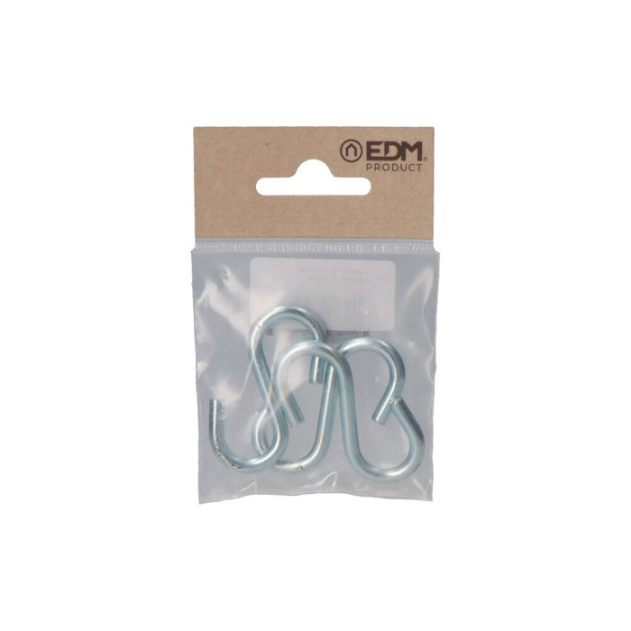 Edm Crochet en forme de S en acier zincé, 50 mm, Pack de 3