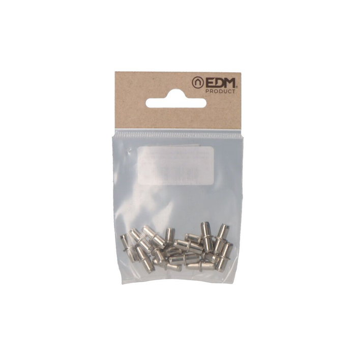Edm Support d'étagère goujon rond avec anneau, nickel, ø5 mm, 16 pcs
