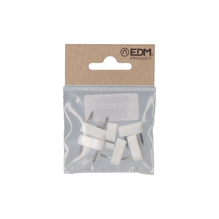Edm Butée d'armoire à 2 pointes, blanc, 7 x 18 mm, pack de 6