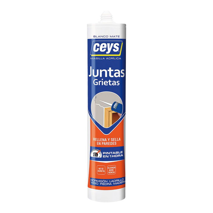 Ceys Pâte acrylique blanche pour joints et fissures, cartouche 280 ml Ceys Pâte acrylique blanche pour joints et fissures, cartouche 280 ml