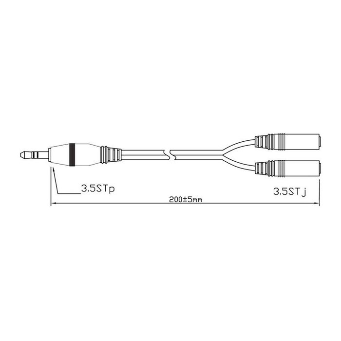 Logilink Adaptateur audio 1 mâle 3,5 mm vers 2 femelles 3,5 mm, 20 cm