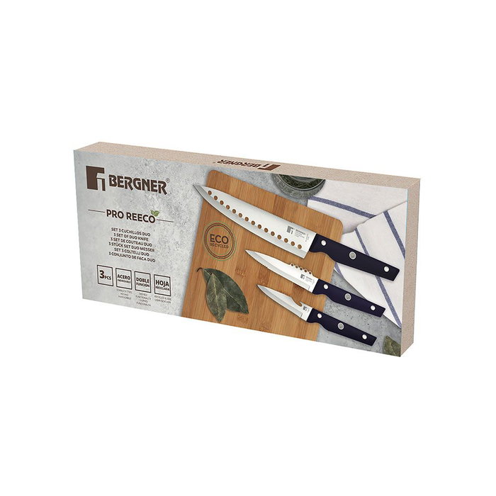 Ensemble de Couteaux Bergner Pro Reeco BG41026DBL Acier inoxydable ABS 3 Pièces