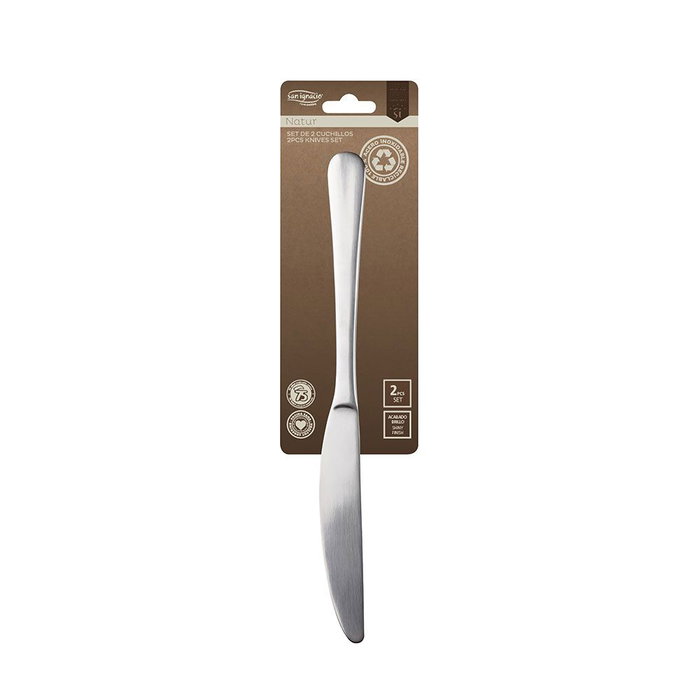 San Ignacio Couteau en acier inoxydable recyclé Natur, lot de 2