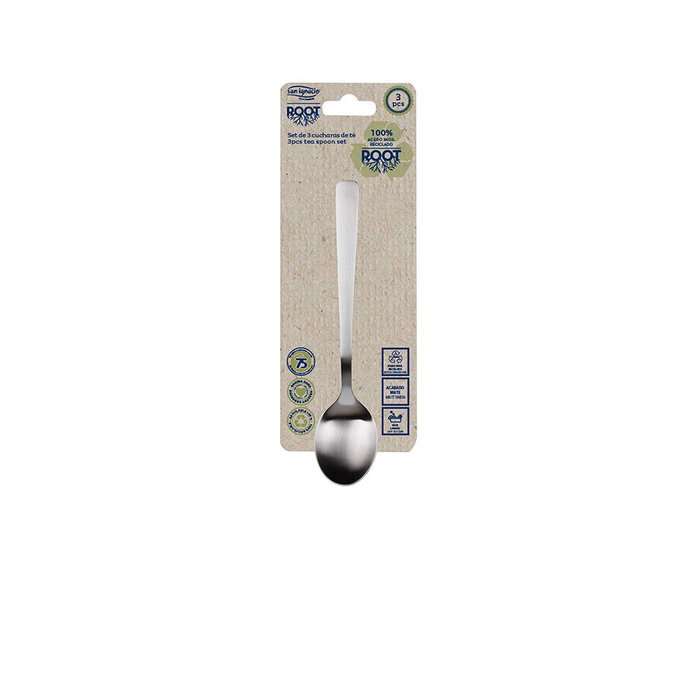 San Ignacio Set de 3 cuillères Root en acier inoxydable recyclé mat