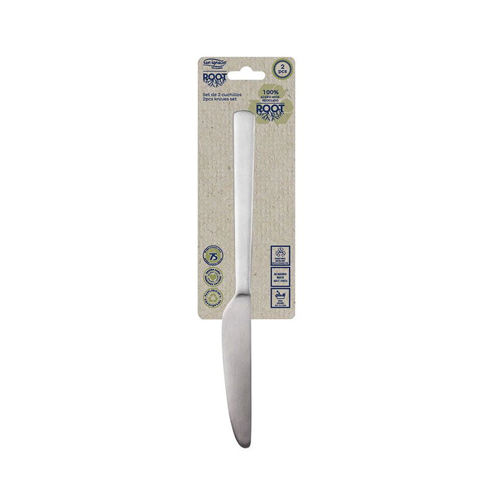 San Ignacio Cuchillo de acero inoxidable reciclado mate root, blister 2 uds