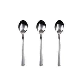 San Ignacio Lot de 3 cuillères à café Earth en acier inoxydable recyclé brillant