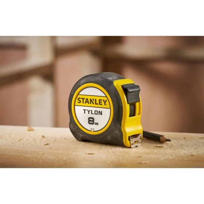 Stanley 0-30-657 Mètre Ruban 8m x 25mm en Acier Laqué avec Crochet 2 Rivets - Boîtier Ergonomique