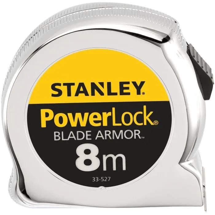 Stanley 0-33-527 - Ruban à mesurer Powerlock, largeur de lame 25 mm avec technologie Blade Armor, longueur 8 m, fabrication française