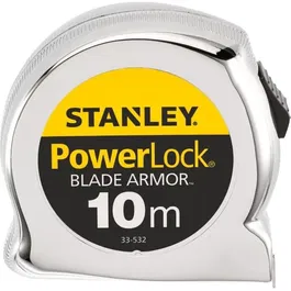 Stanley 0-33-532 Mètre Ruban Powerlock 10 m x 25 mm, Fabrication Française, Boîtier ABS Antichoc - Outil Professionnel