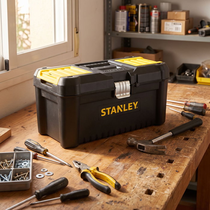 Stanley Essential-Box 16 Boîte à Outils Noir et Jaune