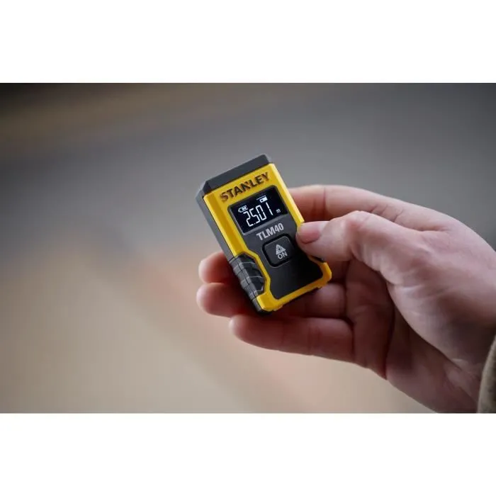 Stanley STHT77666-0 Télémètre Laser TLM40 POCKET 12m avec Écran LCD et Batterie Li-Ion - Revêtement Grip pour Prise en Main