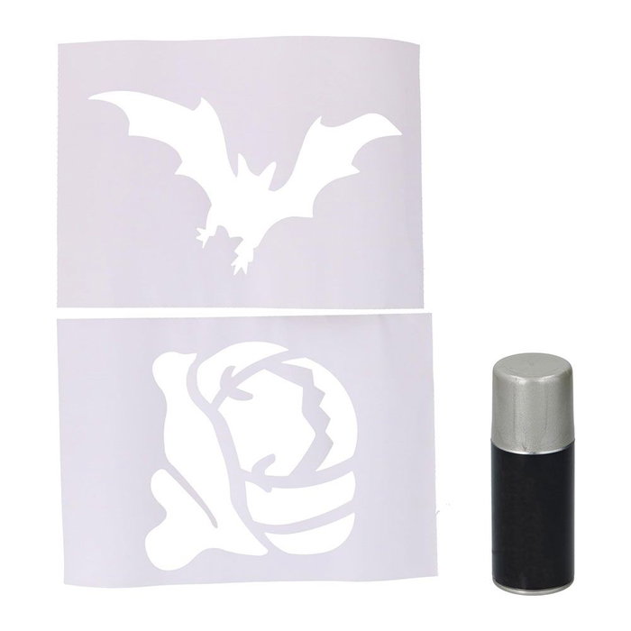 Articasa Set de décoration pour fenêtres Halloween avec spray et pochoirs Articasa Set de décoration pour fenêtres Halloween avec spray et pochoirs