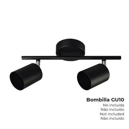 EDM Foco 2 éléments GU10 noir 30 x 9 x 17 cm max 50 W (ampoules non incluses) 220-240 V