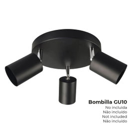 EDM Plafonnier circulaire noir 3 éléments GU10 50W
