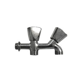 Edm Robinet lave-linge double filetage métal chromé 1/2" 2 sorties 3/4 et 1/2