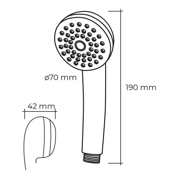 Edm Poignée de douche anticalcaire chromé Ø7 x 4,2 x 19 cm plastique ABS 1 fonction