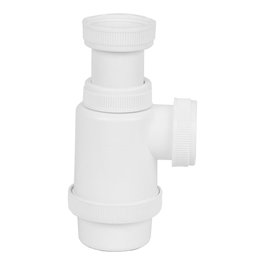 Mirtak Siphon de bouteille extensible 1" 1/2" PVC blanc pour lavabo-bidet