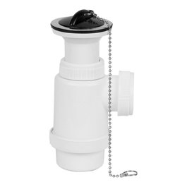 Mirtak V70 Siphon de bouteille extensible 1" 1/2 avec chaîne et bouchon PVC blanc