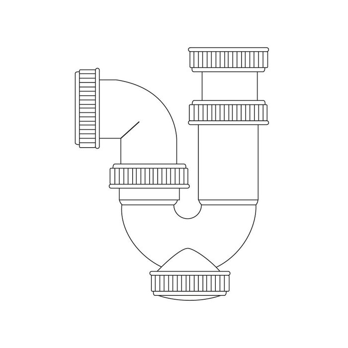 Mirtak Siphon courbe extensible 1" 1/2" sans valve pour lavabo-évier PVC blanc