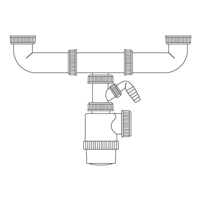 Mirtak Siphon double extensible avec prise lave-vaisselle PVC 1"1/2 (3.81 cm) blanc