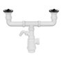 Mirtak Siphon double bouteille extensible V70 avec prise lave-vaisselle + bouchons PVC blanc
