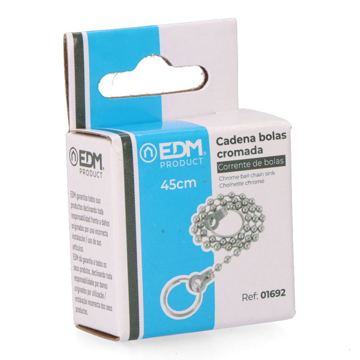 Edm Chaîne à billes chromée pour lavabo 45cm Edm Chaîne à billes chromée pour lavabo 45cm