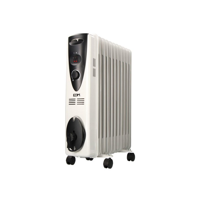 Edm Radiateur à huile 2500 W 11 éléments Blanc Silencieux avec Thermostat Edm Radiateur à huile 2500 W 11 éléments Blanc Silencieux avec Thermostat