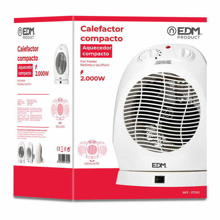 Edm Calefactor compacto oscilante 1000 - 2000 w blanc