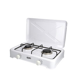 Edm 2 feux Cuisinière à gaz émaillée blanc métal butane 48x33x8 cm