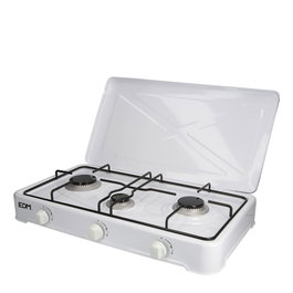 Edm Cuisinière à gaz émaillée 3 feux - Blanc - 60x37x10 cm - Butane extérieur