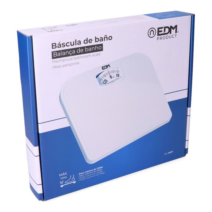 Edm Balance de salle de bain mécanique 130 kg Blanc Polypropylène Edm Balance de salle de bain mécanique 130 kg Blanc Polypropylène