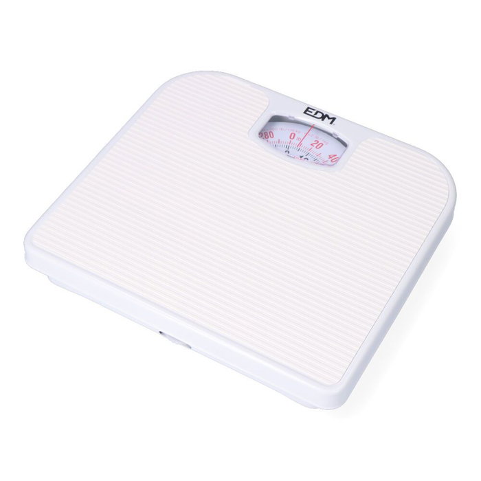 Edm Balance de salle de bain mécanique 130 kg Blanc Polypropylène Edm Balance de salle de bain mécanique 130 kg Blanc Polypropylène