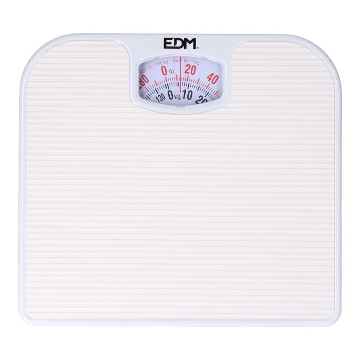 Edm Balance de salle de bain mécanique 130 kg Blanc Polypropylène Edm Balance de salle de bain mécanique 130 kg Blanc Polypropylène