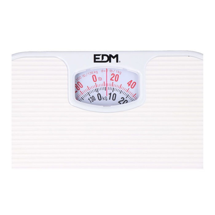 Edm Balance de salle de bain mécanique 130 kg Blanc Polypropylène Edm Balance de salle de bain mécanique 130 kg Blanc Polypropylène