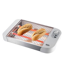 Edm Tostadora Multitostador Plana 600W 6 Températures Minuterie Acier Inoxydable Chromé Blanc