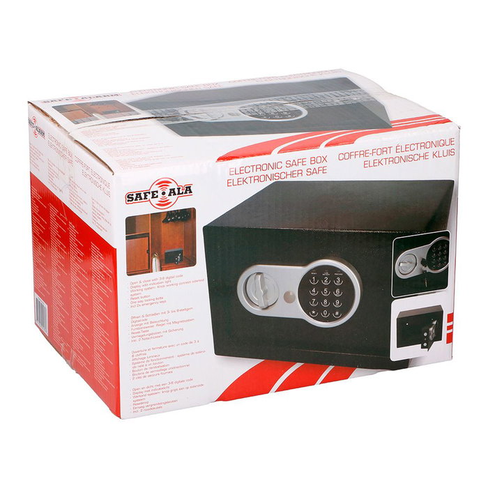 Safe Alarm Coffre-fort électronique renforcé acier noir 31 x 20 x 20 cm avec clé secours
