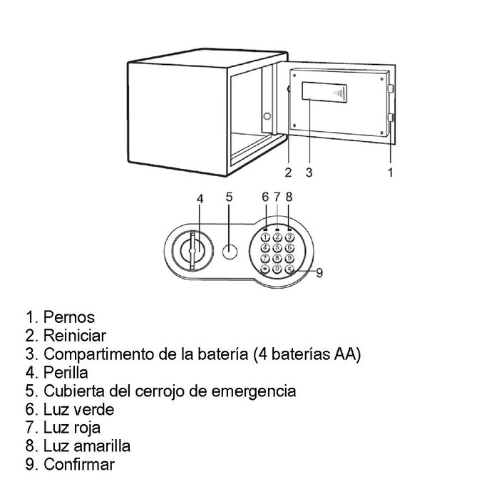 Safe Alarm Coffre-fort électronique renforcé acier noir 31 x 20 x 20 cm avec clé secours