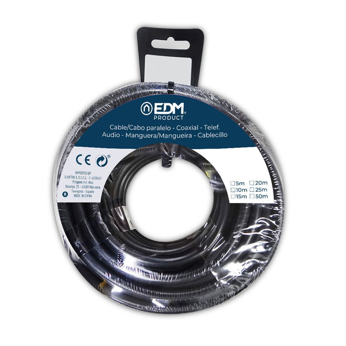 Câble EDM 28304 Noir 2 x 1 mm 25 m Câble EDM 28304 Noir 2 x 1 mm 25 m
