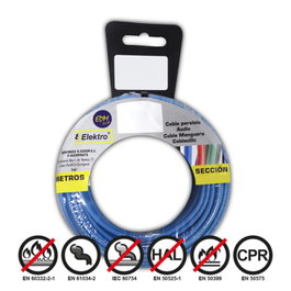 Enrouleur de câble souple 4mm bleu 25m sans halogène E3-28500