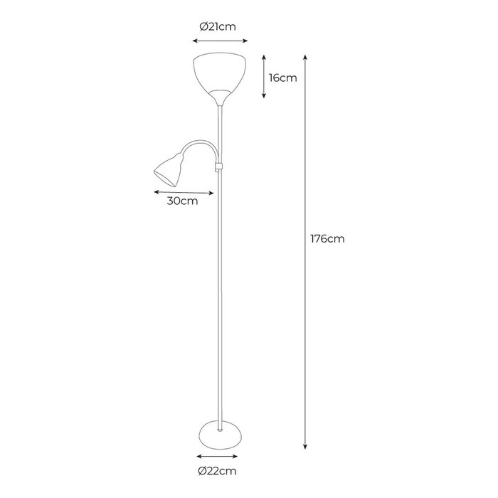 Lampadaire EDM 30010 Boston Argenté 60 W 220-240 V 176 cm Lampadaire EDM 30010 Boston Argenté 60 W 220-240 V 176 cm