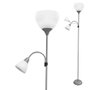 Edm Boston Lampe à Pied Argentée avec Lecteur E27 60W et E14 40W Hauteur 176 cm Métal