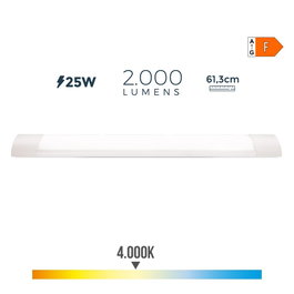 Edm Réglette LED 25W 4000K Lumière du Jour 2000lm Blanc IP20 61,3 x 3 x 12 cm