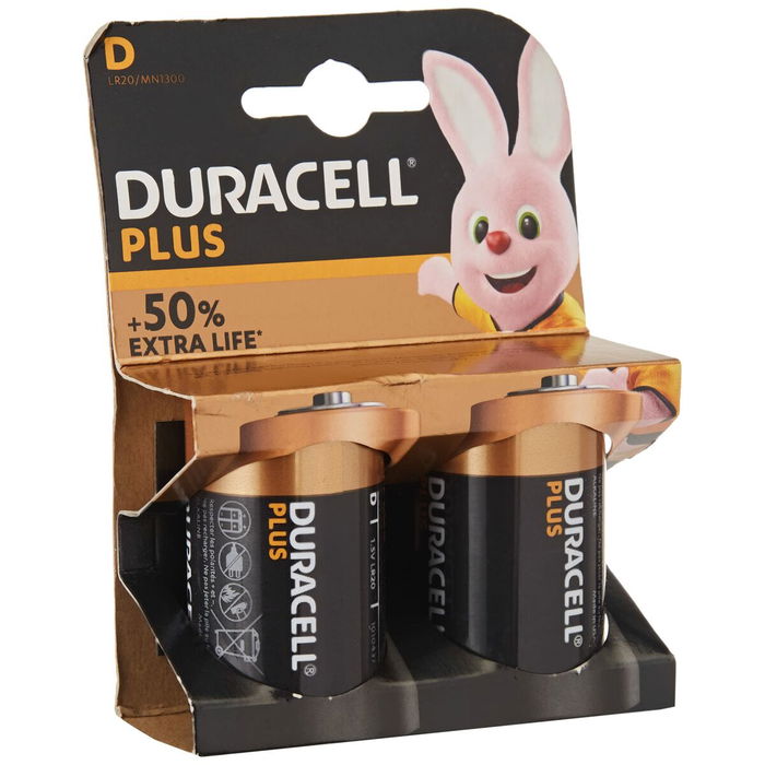 Piles Alcalines LR20 DURACELL Plus Power D
