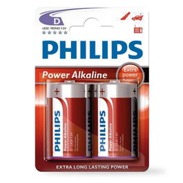 Philips Piles alcalines LR20 (D) - Pack de 2 unités