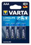 Varta 4903121414 Piles Alcalines LR03 AAA Longlife Power 4 Unités - Haute Performance pour Jouets, Souris, Lampes Torche - Conservation 10 Ans