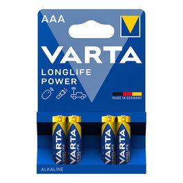 Varta Pile alcaline Longlife Power AAA LR03 1,5V Blister 4 unités Ø10,5x44,5mm