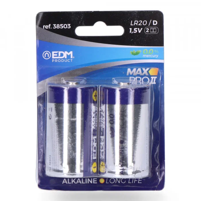 Edm Pile alcaline Power Life D LR20 1,5V (Pack de 2) Edm Pile alcaline Power Life D LR20 1,5V (Pack de 2)