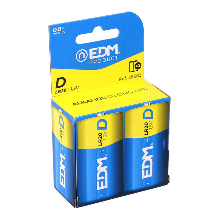 Edm Pile alcaline Power Life D LR20 1,5V (Pack de 2) Edm Pile alcaline Power Life D LR20 1,5V (Pack de 2)