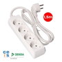 Edm Base multiple 4 prises Schuko 2P+T 16A 250V 3680W blanc câble 1.5m H05VV-F 3G1.5mm²